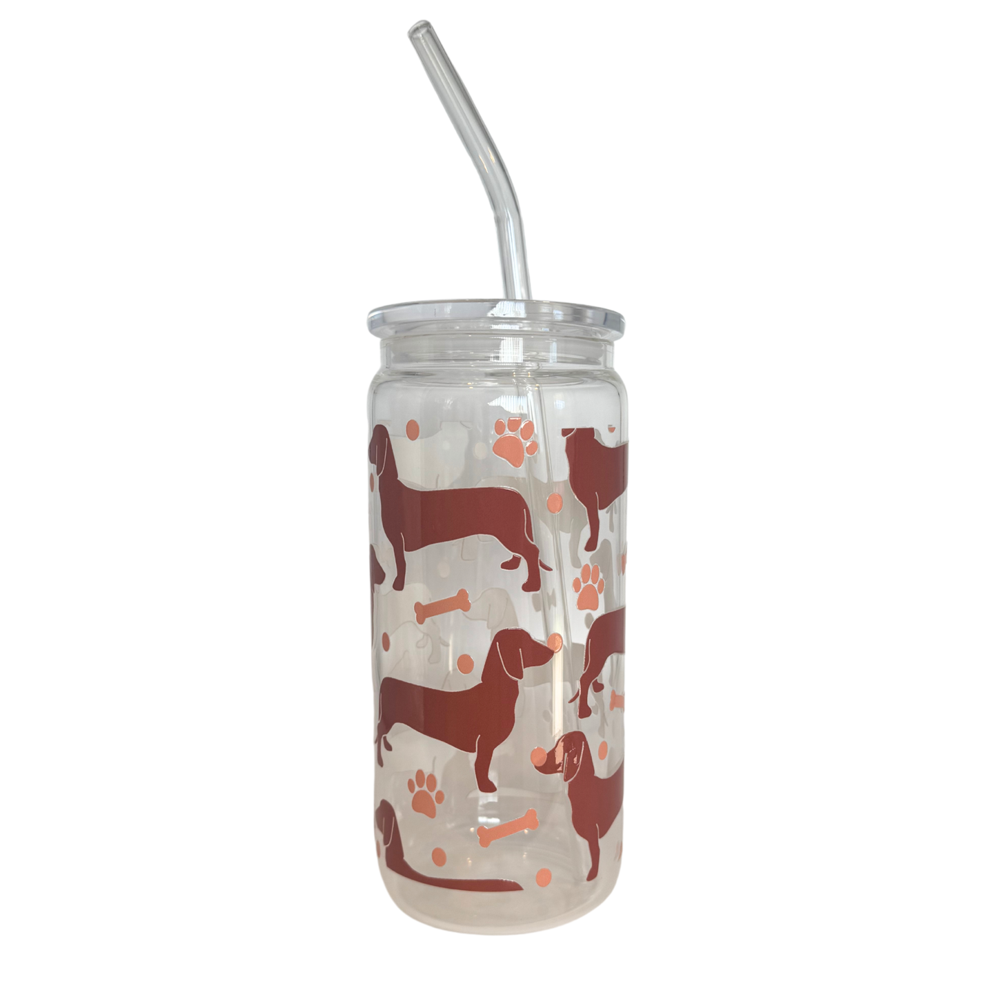 Dachshund 600ml Glass (20oz) Can Cup
