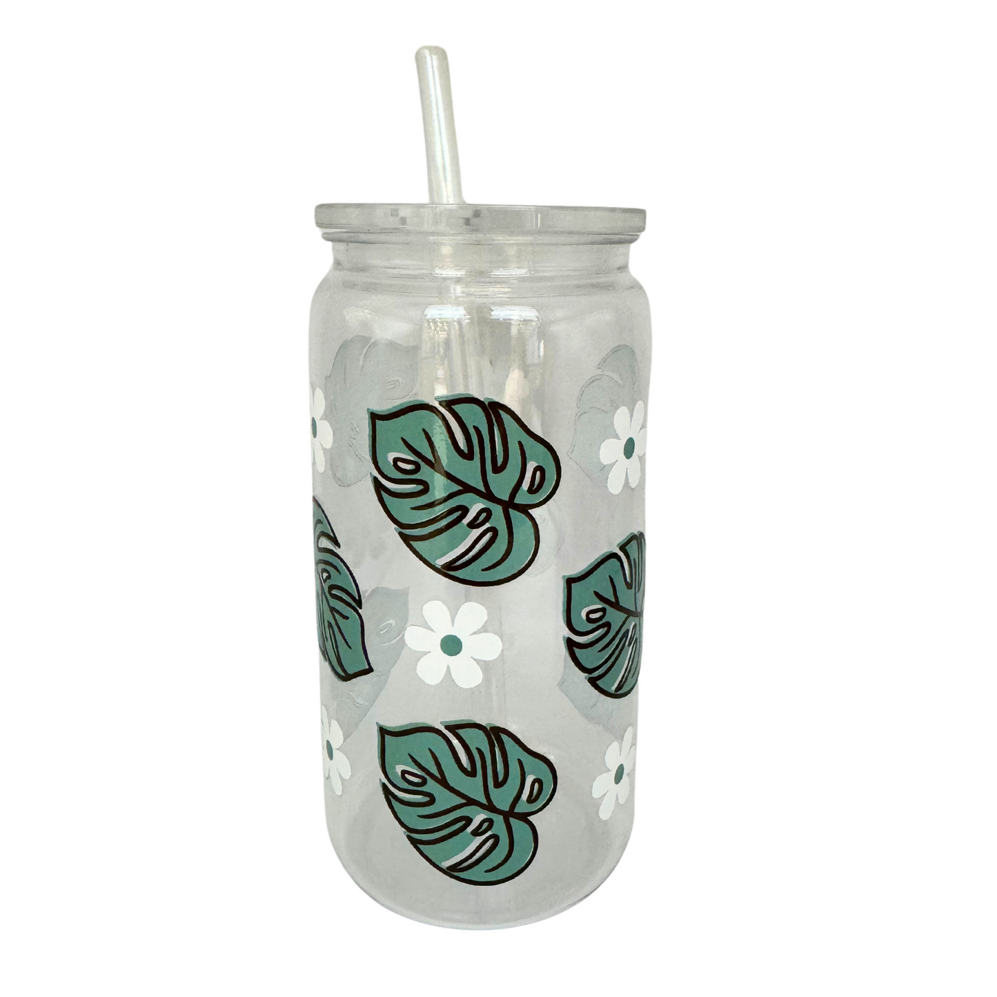 Monstera Leaf Acrylic 500ml (16oz) Can Cup