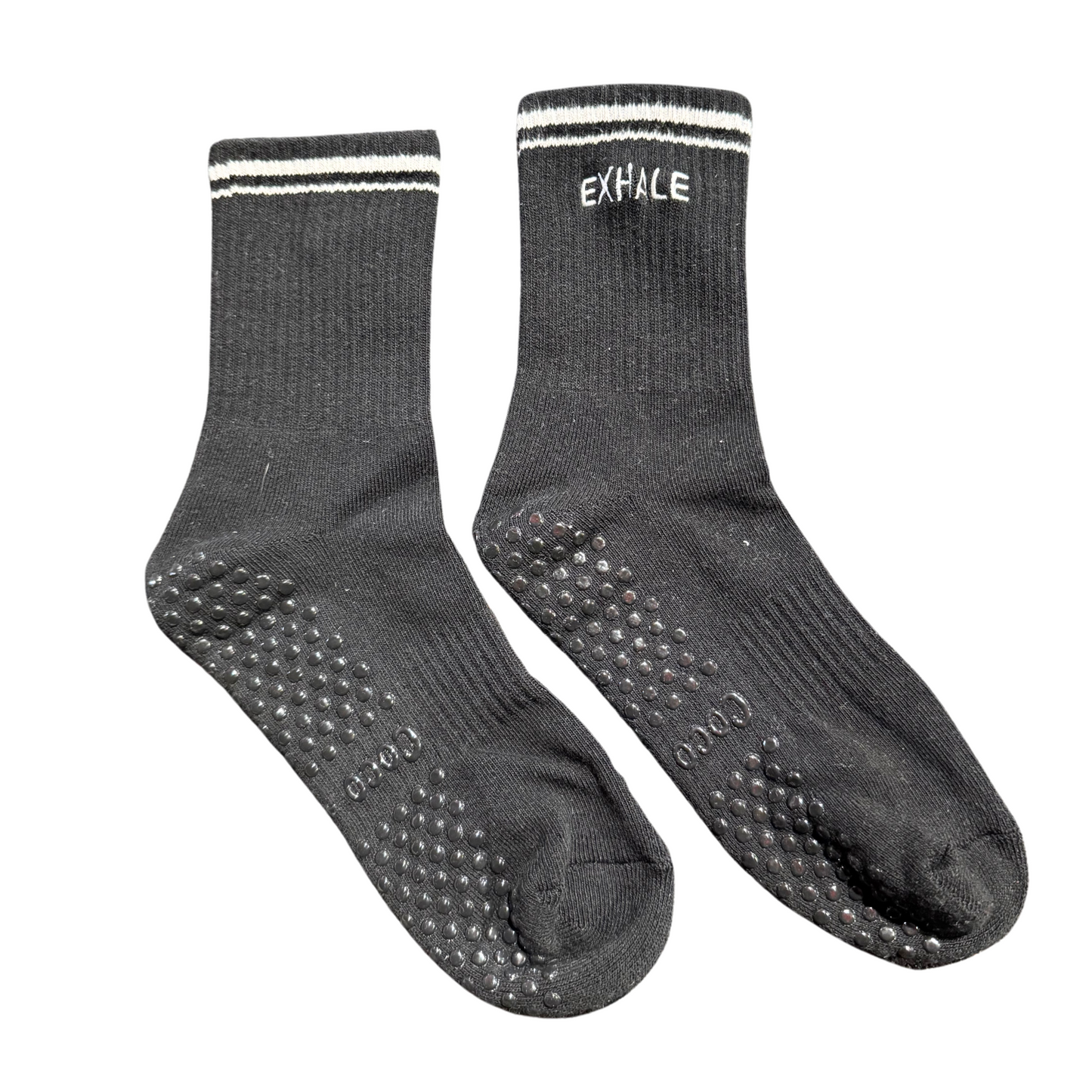 Inhale, Exhale Black Coco Club Grip Sock
