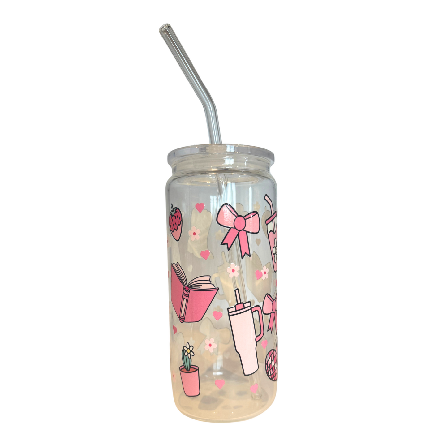 Pretty Peppy 600ml Glass (20oz) Can Cup