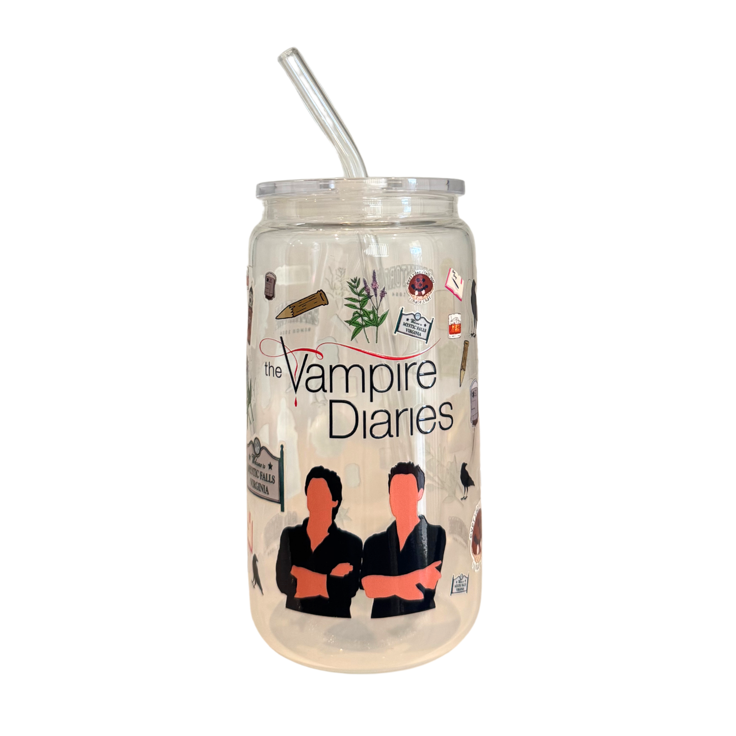 Vampire Diaries 500ml Glass (16oz) Can Cup