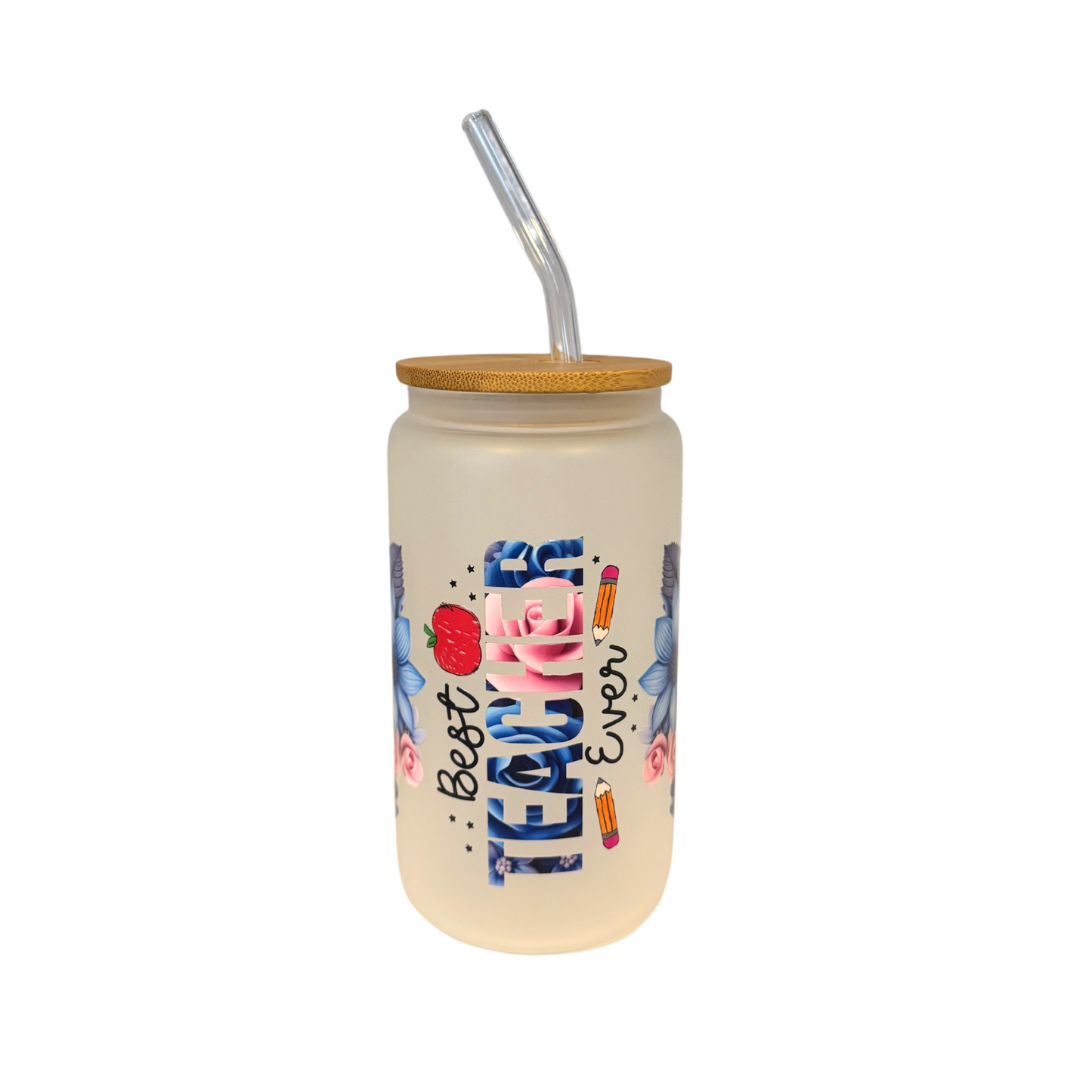 Best Teacher Ever Frosted Glass 500ml (16oz) Can Cup