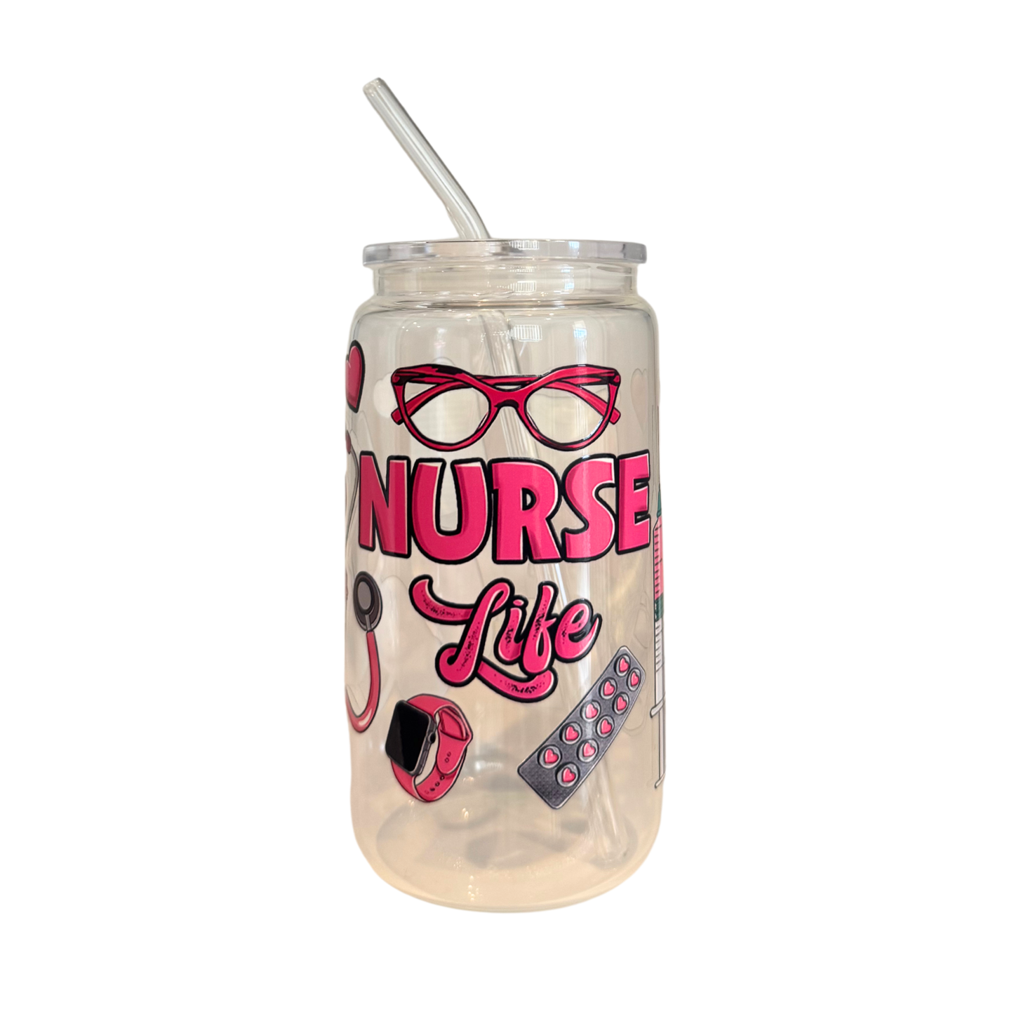 Nurse Life 1 500ml Glass (16oz) Can Cup