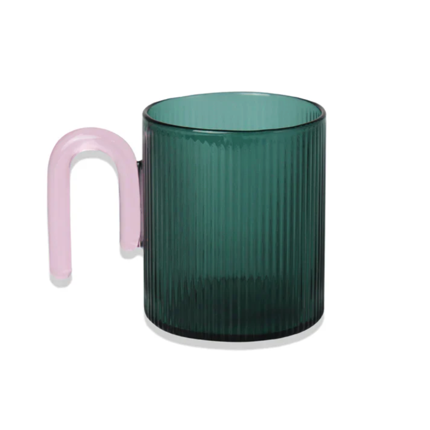 Green & Pink Ribbed Glass