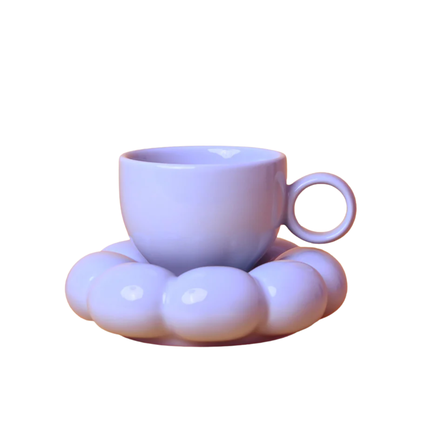 Purple Bubble Mug + Saucer