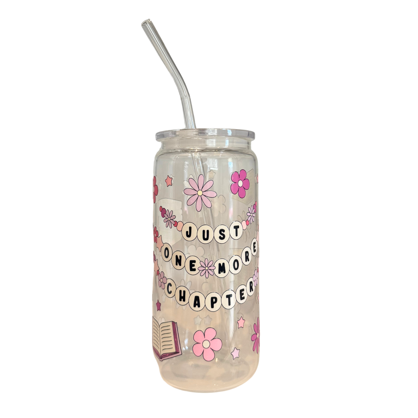 Books- Just One More Chapter 600ml Glass (20oz) Can Cup