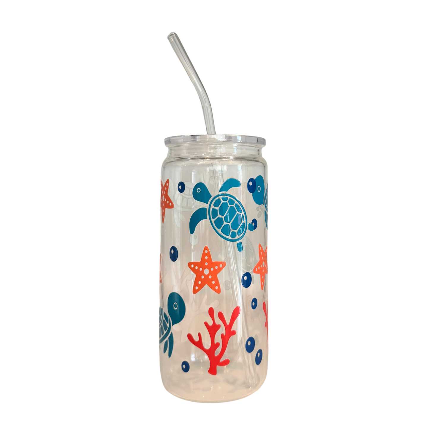 Turtle 600ml Glass (20oz) Can Cup
