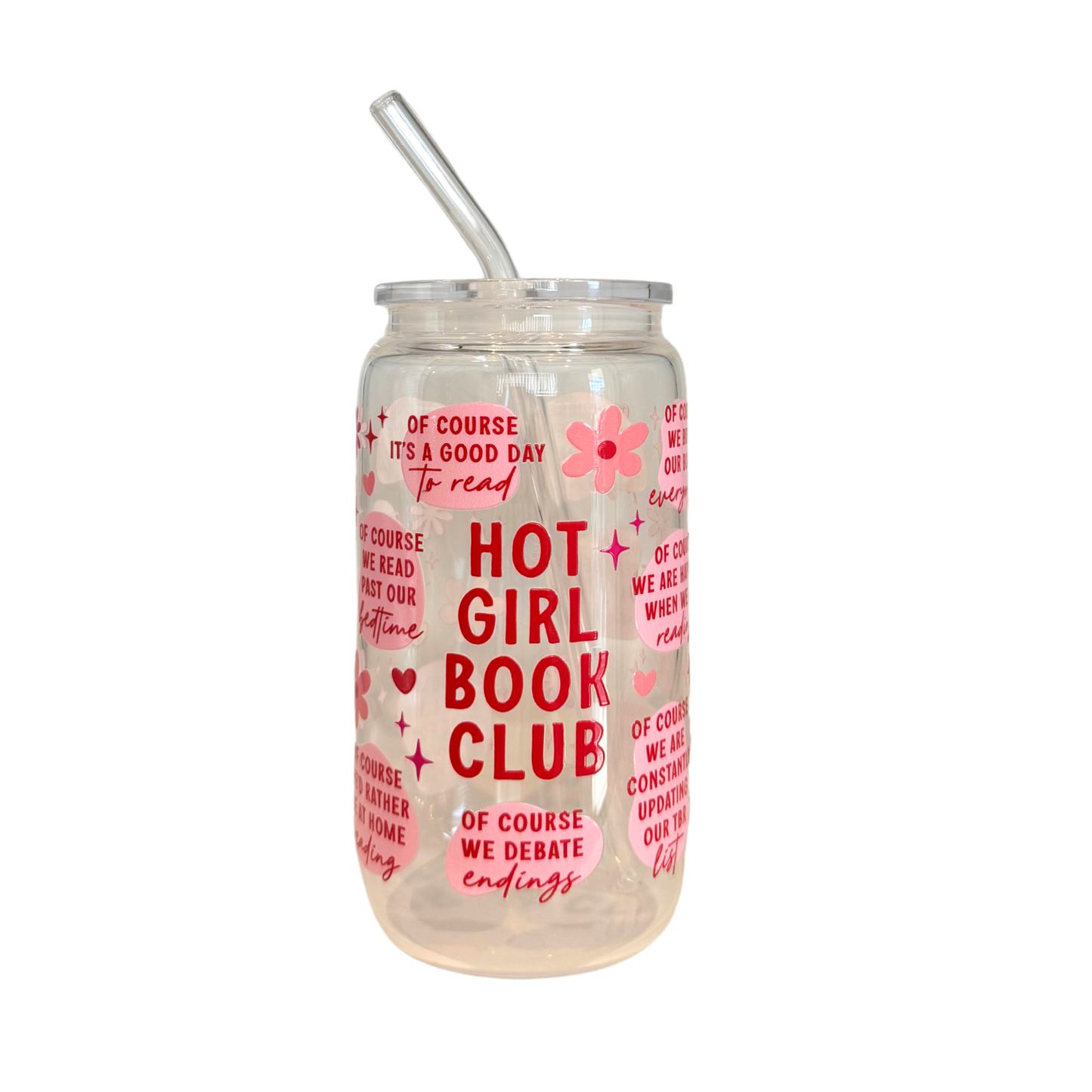 Hot Girl Book Club 500ml Glass (16oz) Can Cup