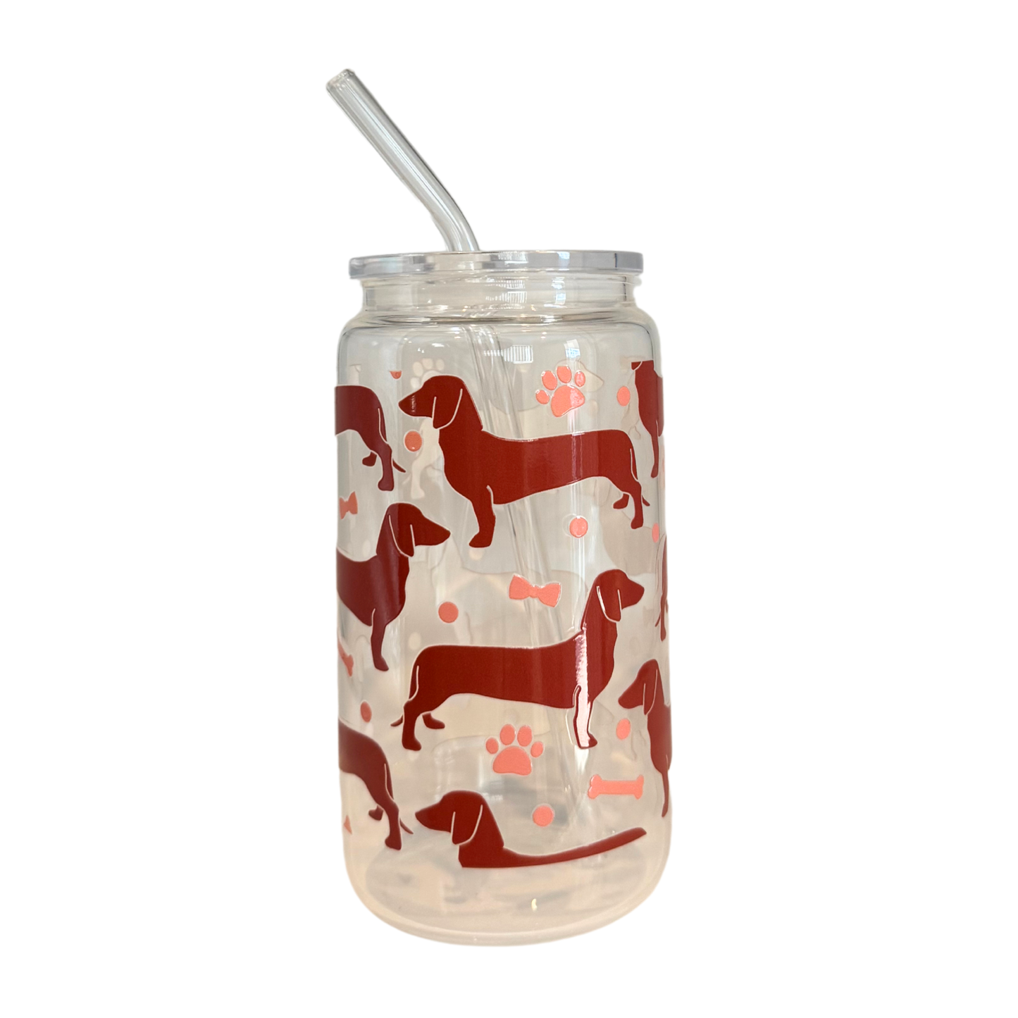 Dachshund 500ml Glass (16oz) Can Cup