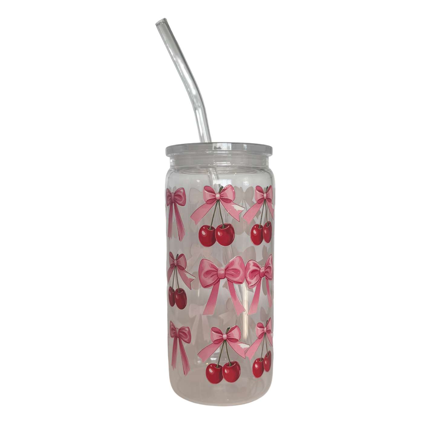 Cherry Bow 1 600ml Glass (20oz) Can Cup