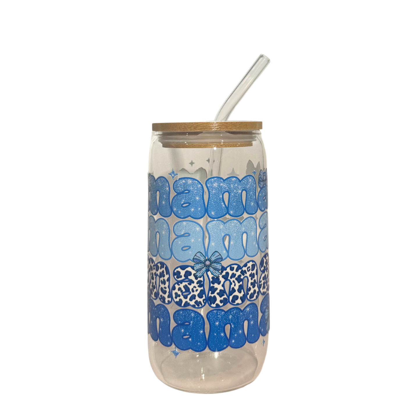 Blue Mama 500ml Glass (16oz) Can Cup