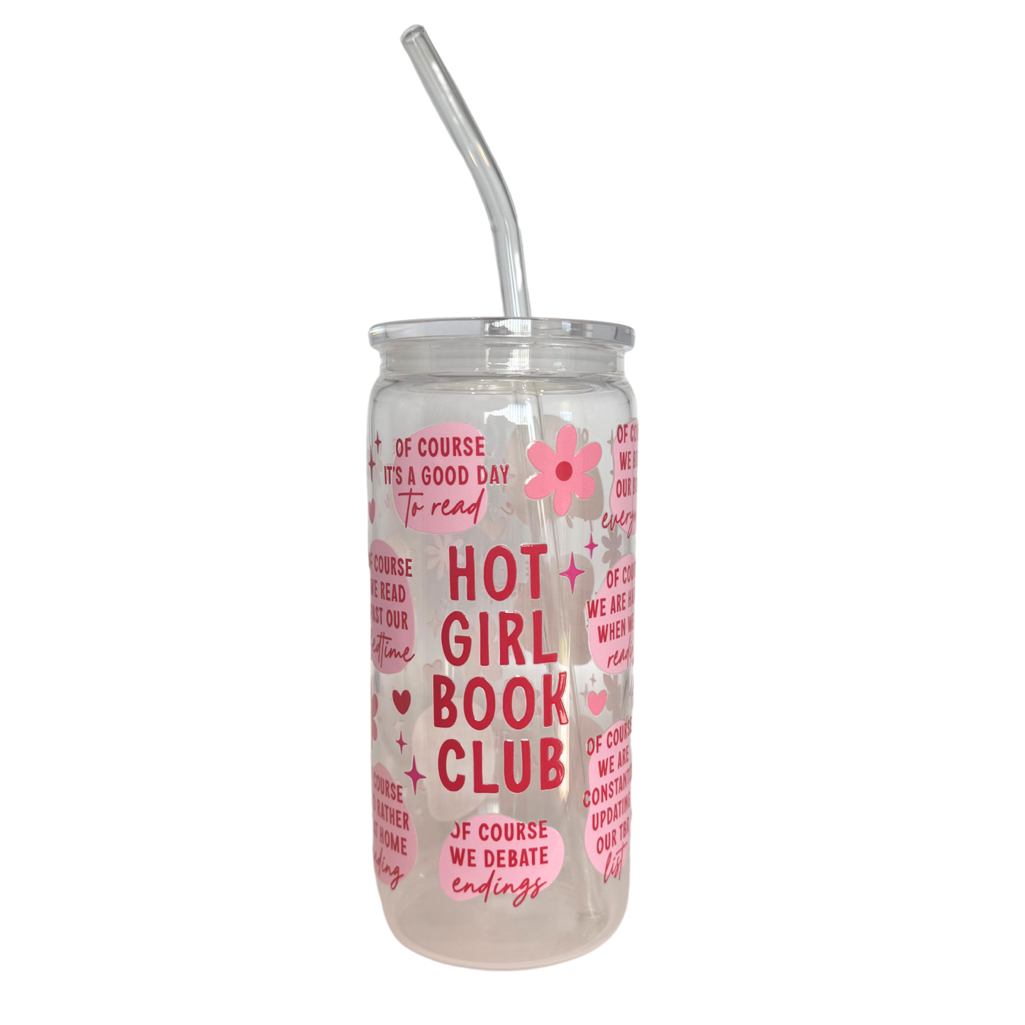 Hot Girls Book Club 600ml Glass (20oz) Can Cup