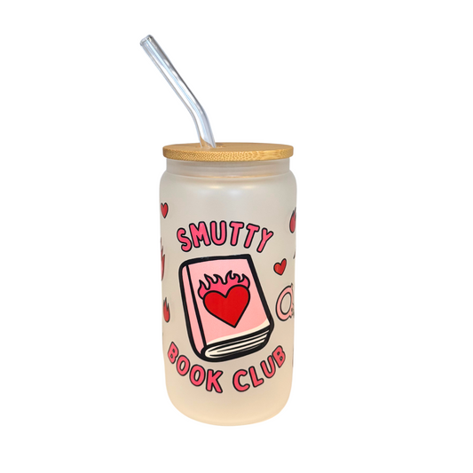 Smutty Book Club Frosted Glass 500ml (16oz) Can Cup