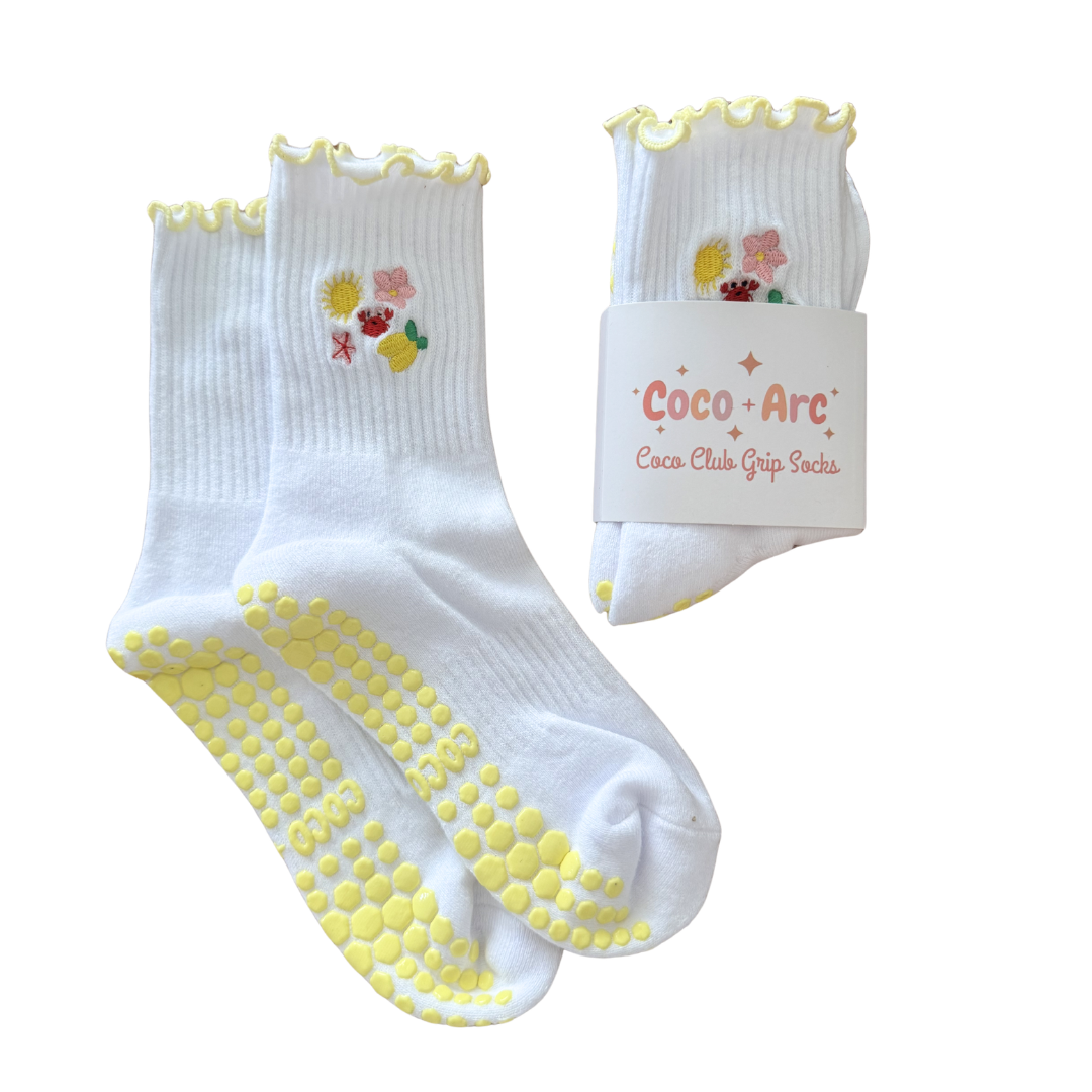 Lemon Summer Frill Coco Club Grip Sock