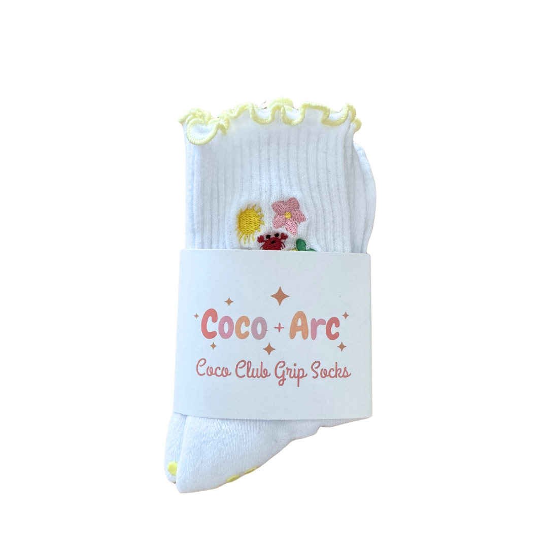 Lemon Summer Frill Coco Club Grip Sock