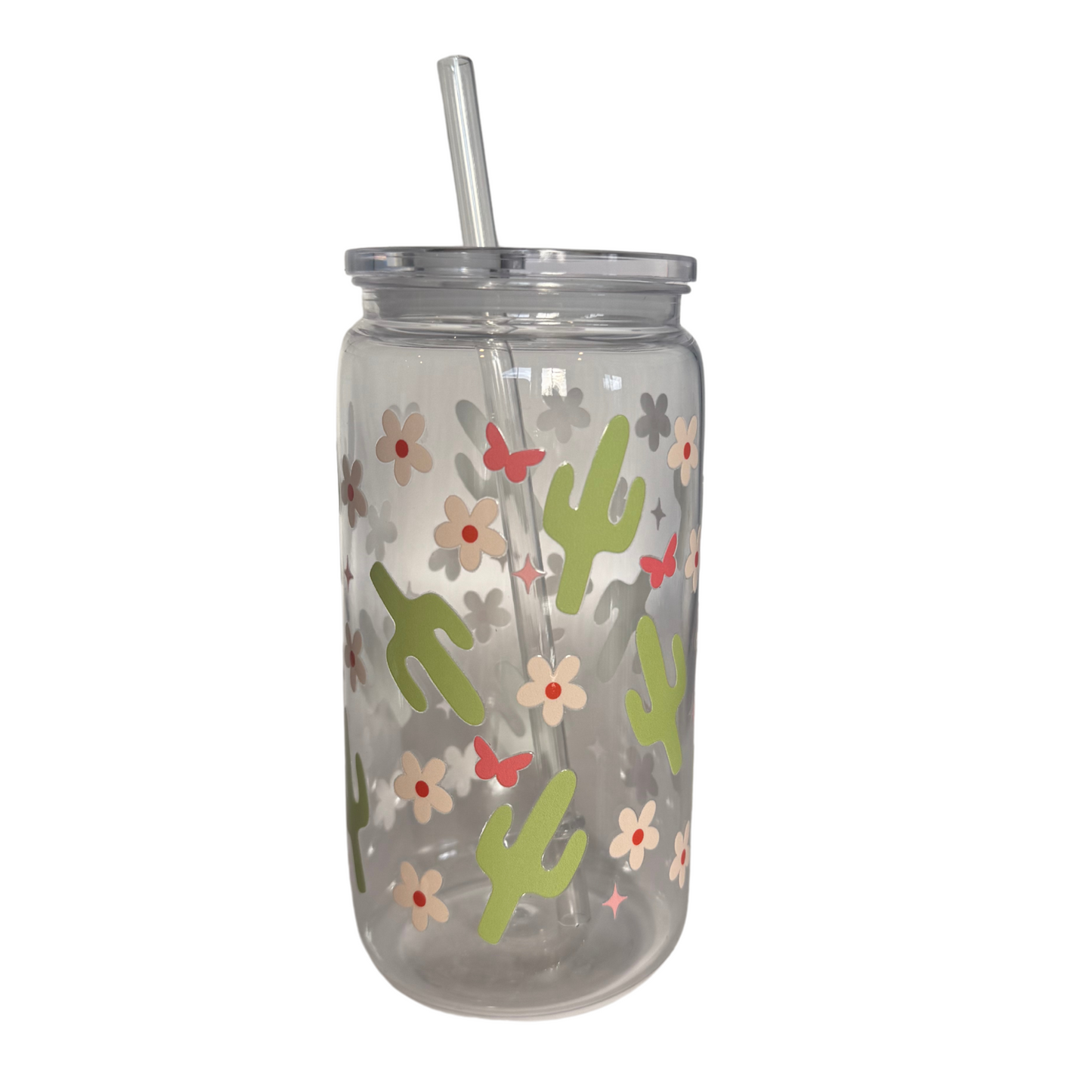 Cactus Flower Acrylic 500ml (16oz) Can Cup