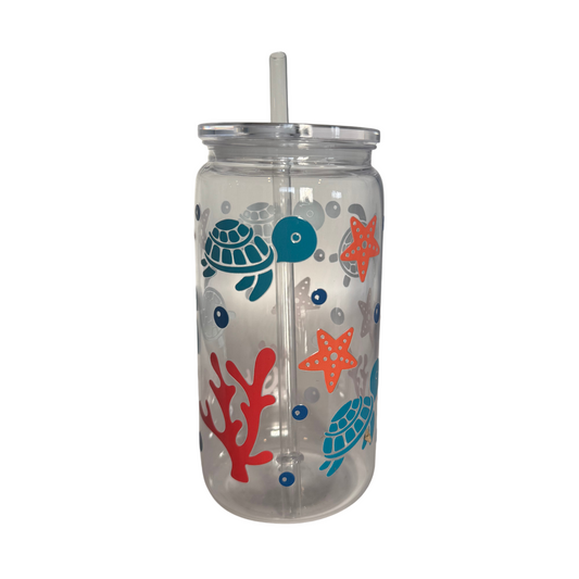 Turtle Acrylic 500ml (16oz) Can Cup