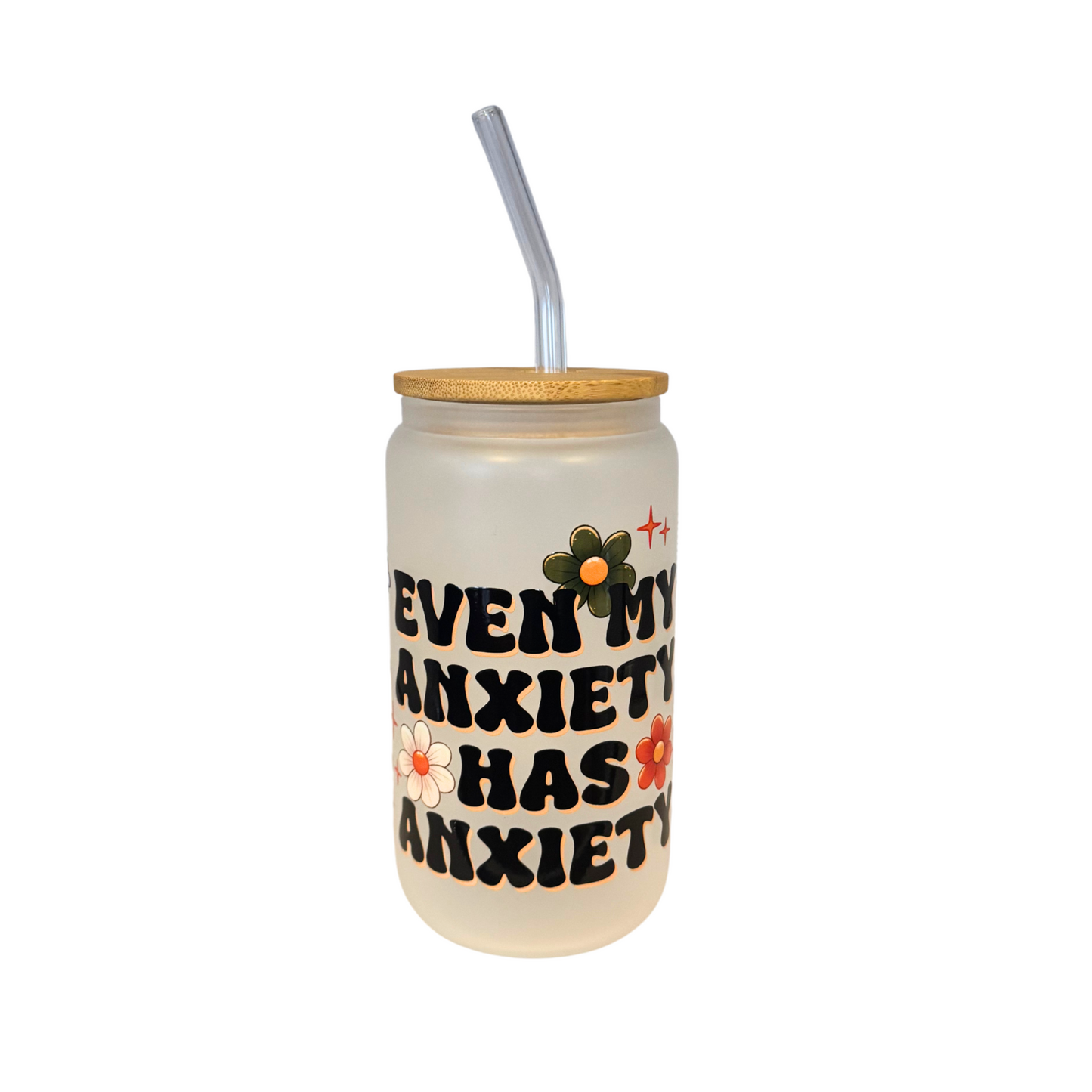 Anxiety Frosted Glass 500ml (16oz) Can Cup