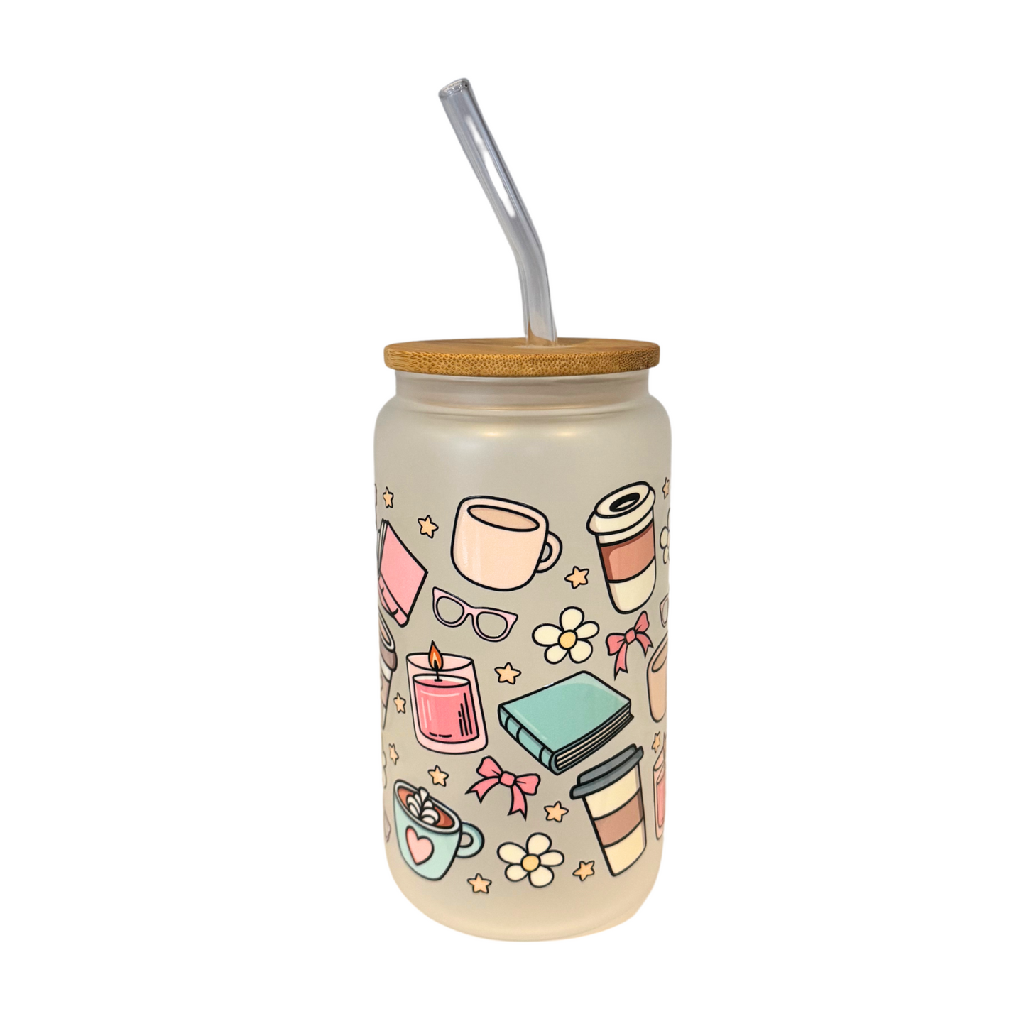 Cosy Frosted Glass 500ml (16oz) Can Cup