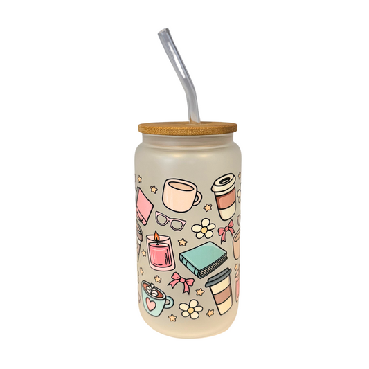 Cosy Frosted Glass 500ml (16oz) Can Cup