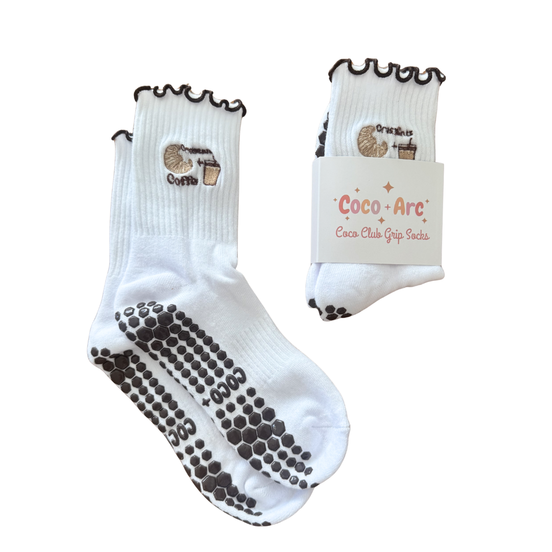 Croissants And Coffee Frill Coco Club Grip Sock