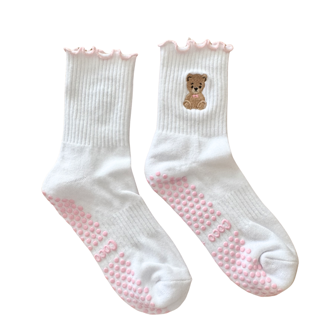Teddy Bear Frill Coco Club Grip Sock