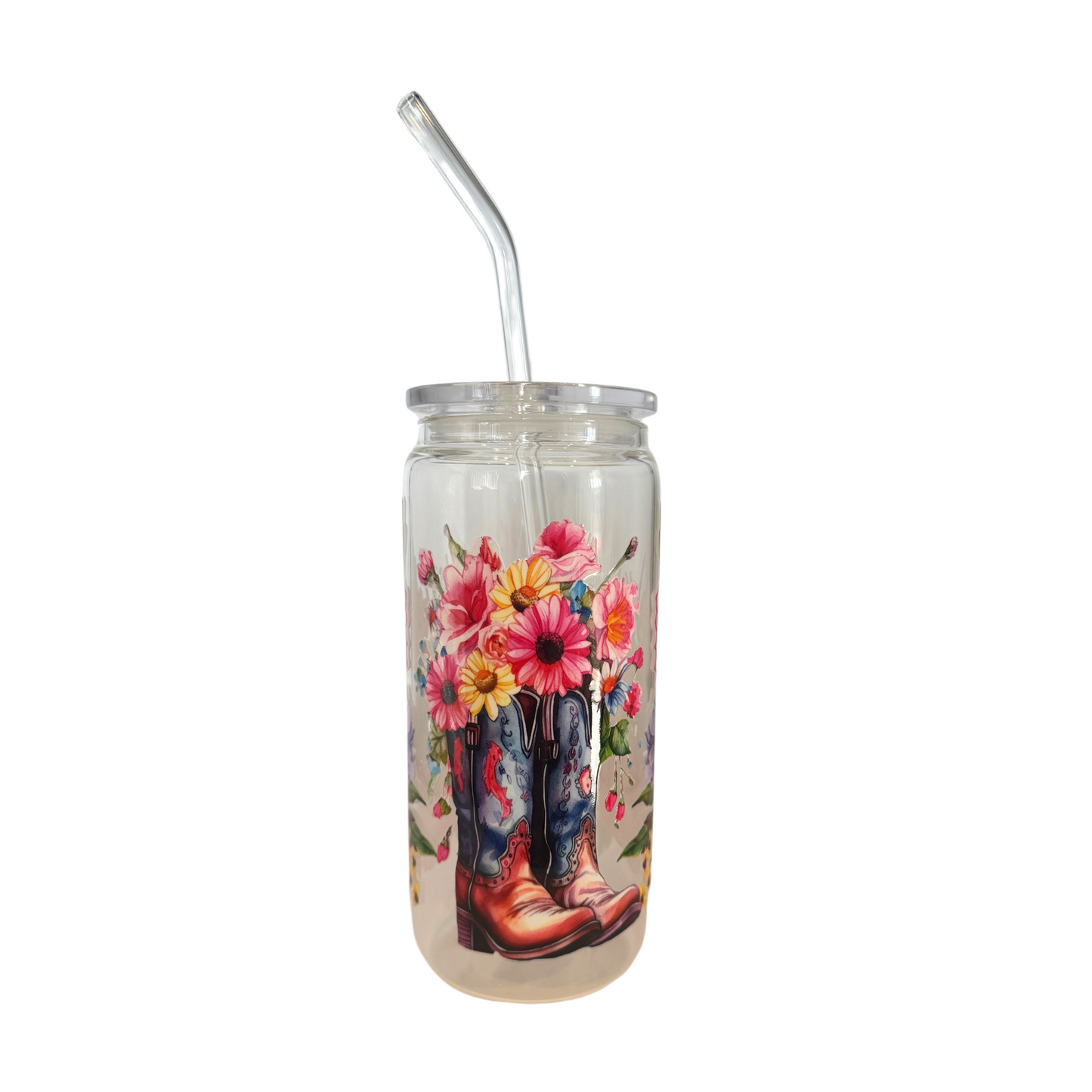 Floral Cowgirl Boots 600ml (20oz) Can Cup