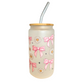 Cute Bows & Flowers Frosted Glass 500ml (16oz) Can Cup