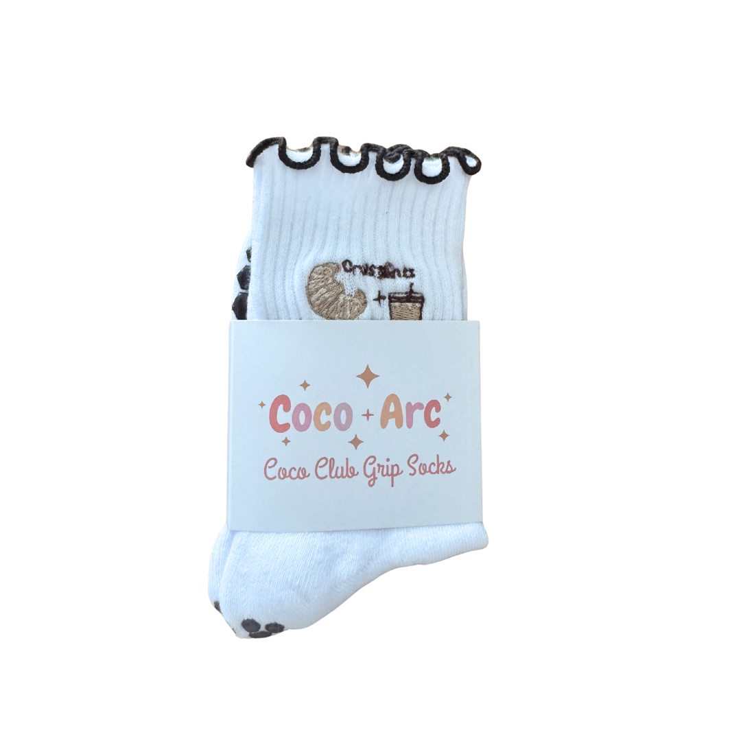 Croissants And Coffee Frill Coco Club Grip Sock