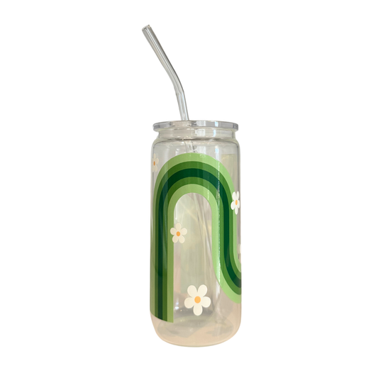 Green Waves 600ml Glass (20oz) Can Cup