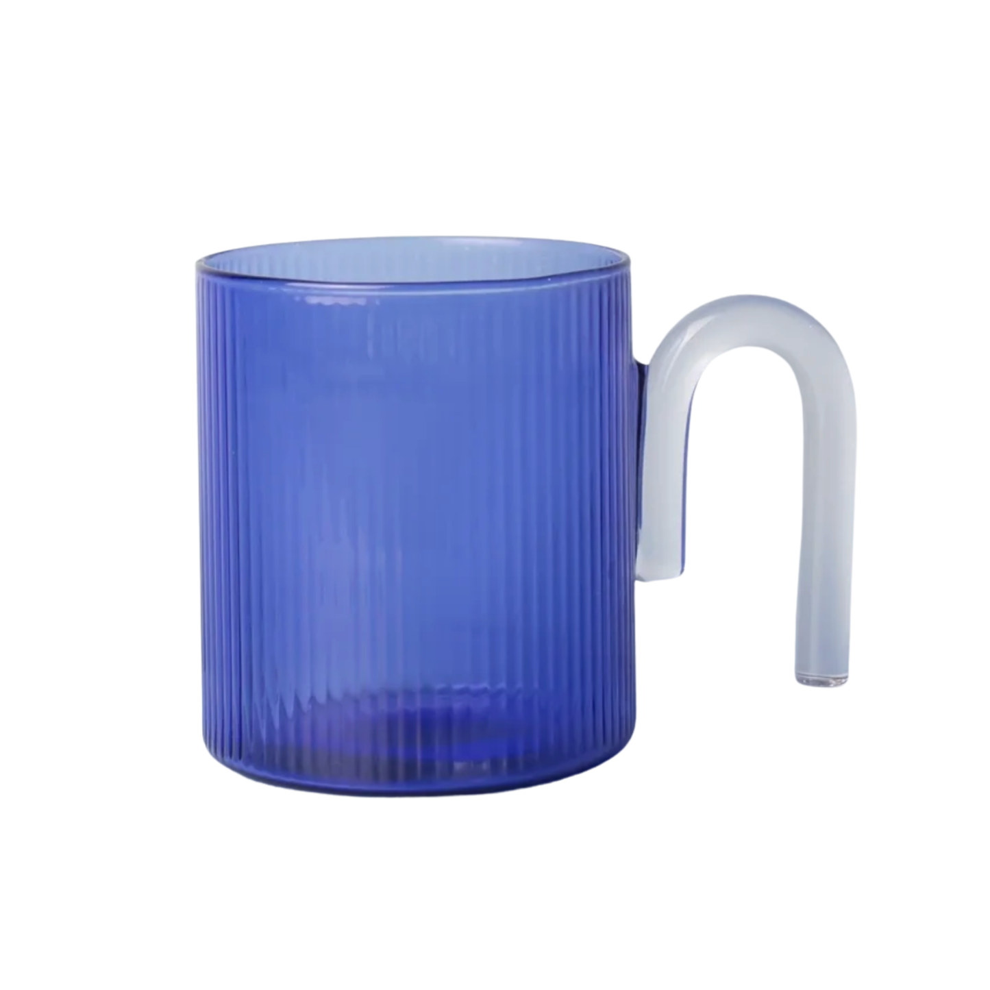 Coastal Blue & Clear Ribbed Glass