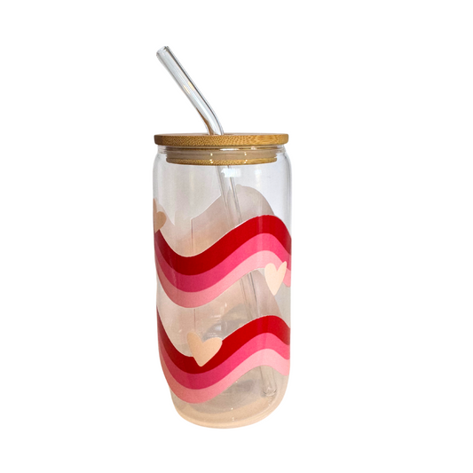 Wavy Vibes 470ml Glass (16oz) Can Cup