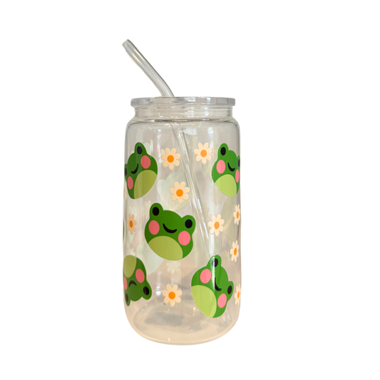 Frog 500ml Glass (16oz) Can Cup