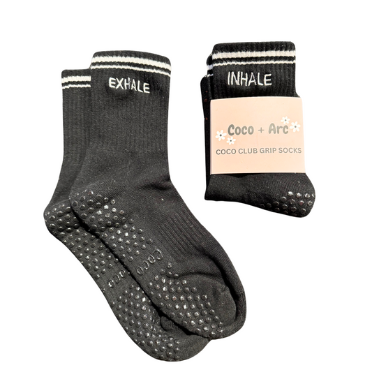 Inhale, Exhale Black Coco Club Grip Sock