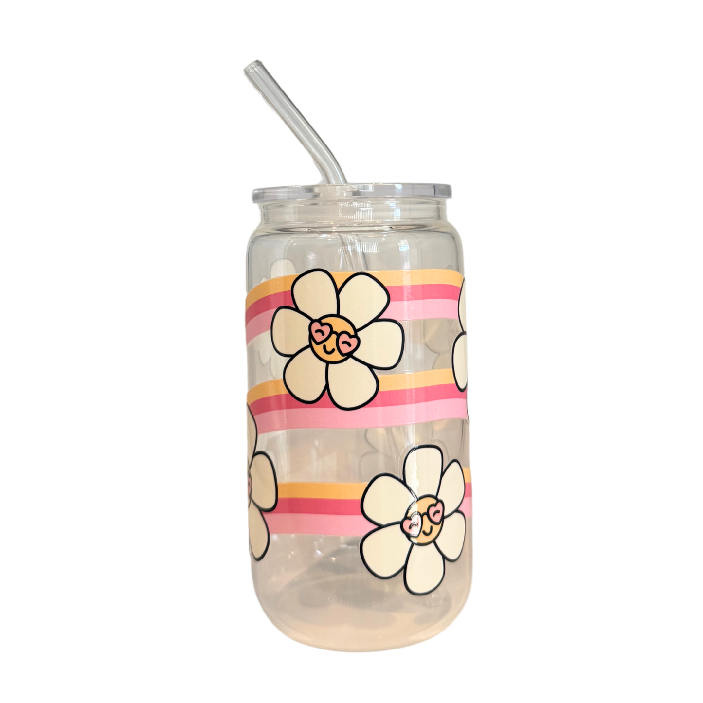Groovy Vibes 500ml Glass (16oz) Can Cup