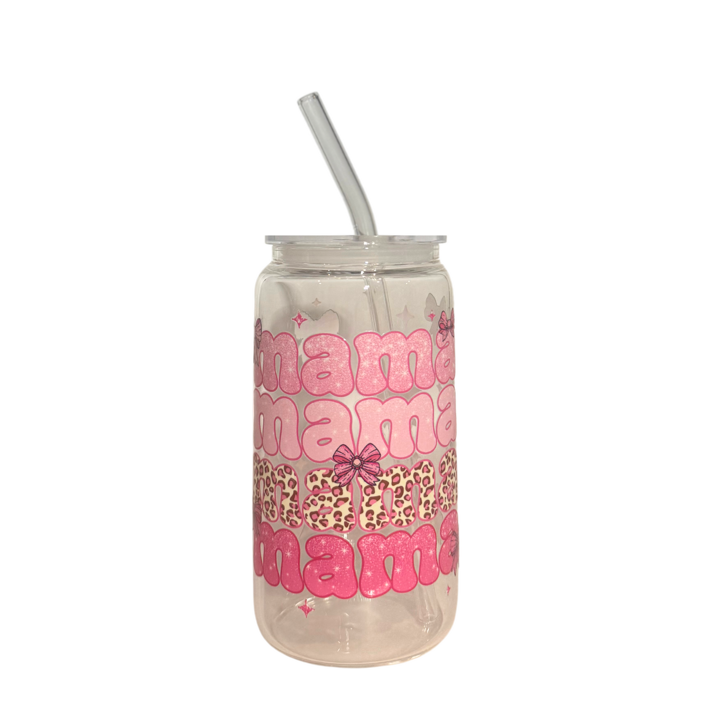 Pink Mama 500ml Glass (16oz) Can Cup