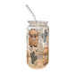 DISHWASHER SAFE- Cactus Highland Cow 500ml (16oz) Glass Can Cup
