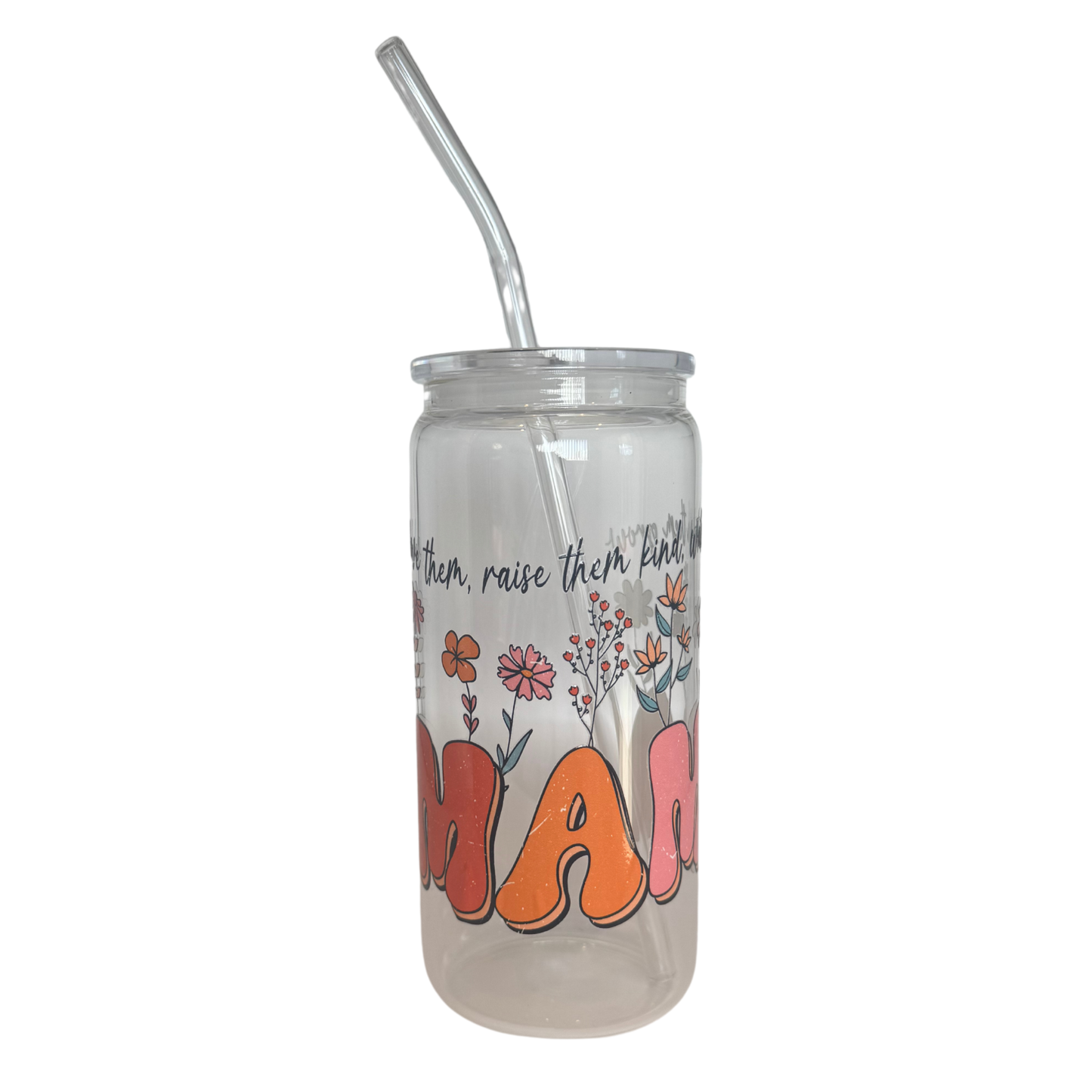 Mama Quote 600ml Glass (20oz) Can Cup
