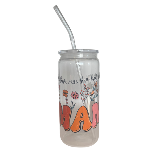 Mama Quote 600ml Glass (20oz) Can Cup