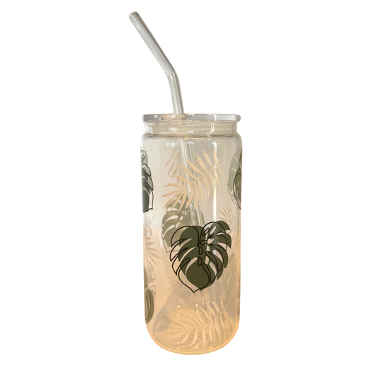 DISHWASHER SAFE- Monstera Leaf 600ml (20oz) Can Cup