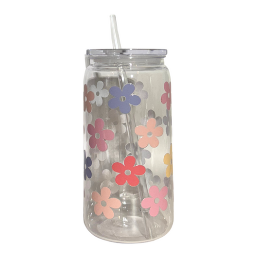 Pretty Flowers Acrylic 500ml (16oz) Can Cup