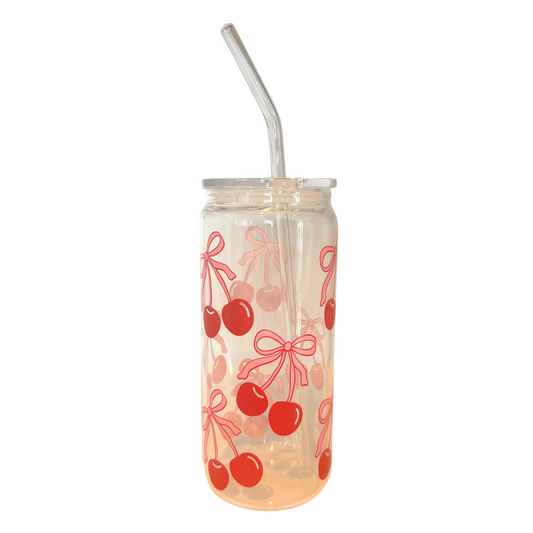 DISHWASHER SAFE- Cherry Bows 600ml (20oz) Can Cup