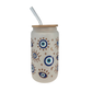 Blue Evil Eye Frosted Glass 500ml (16oz) Can Cup